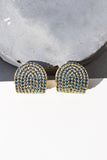 ARC STUDS CZ-  LONDON BLUE + 14K GOLD VERMEIL