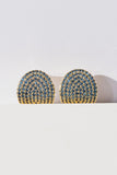 ARC STUDS CZ-  LONDON BLUE + 14K GOLD VERMEIL