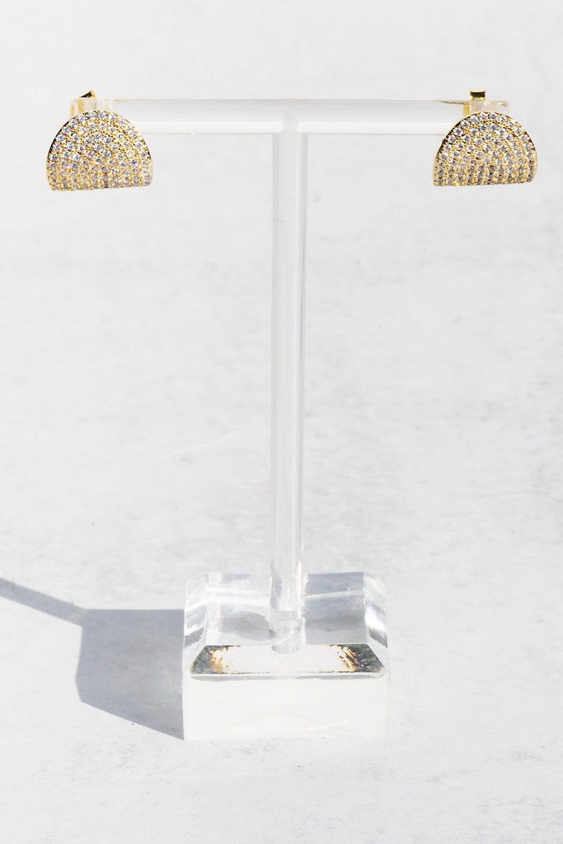 ARC STUDS CZ-  14K GOLD VERMEIL