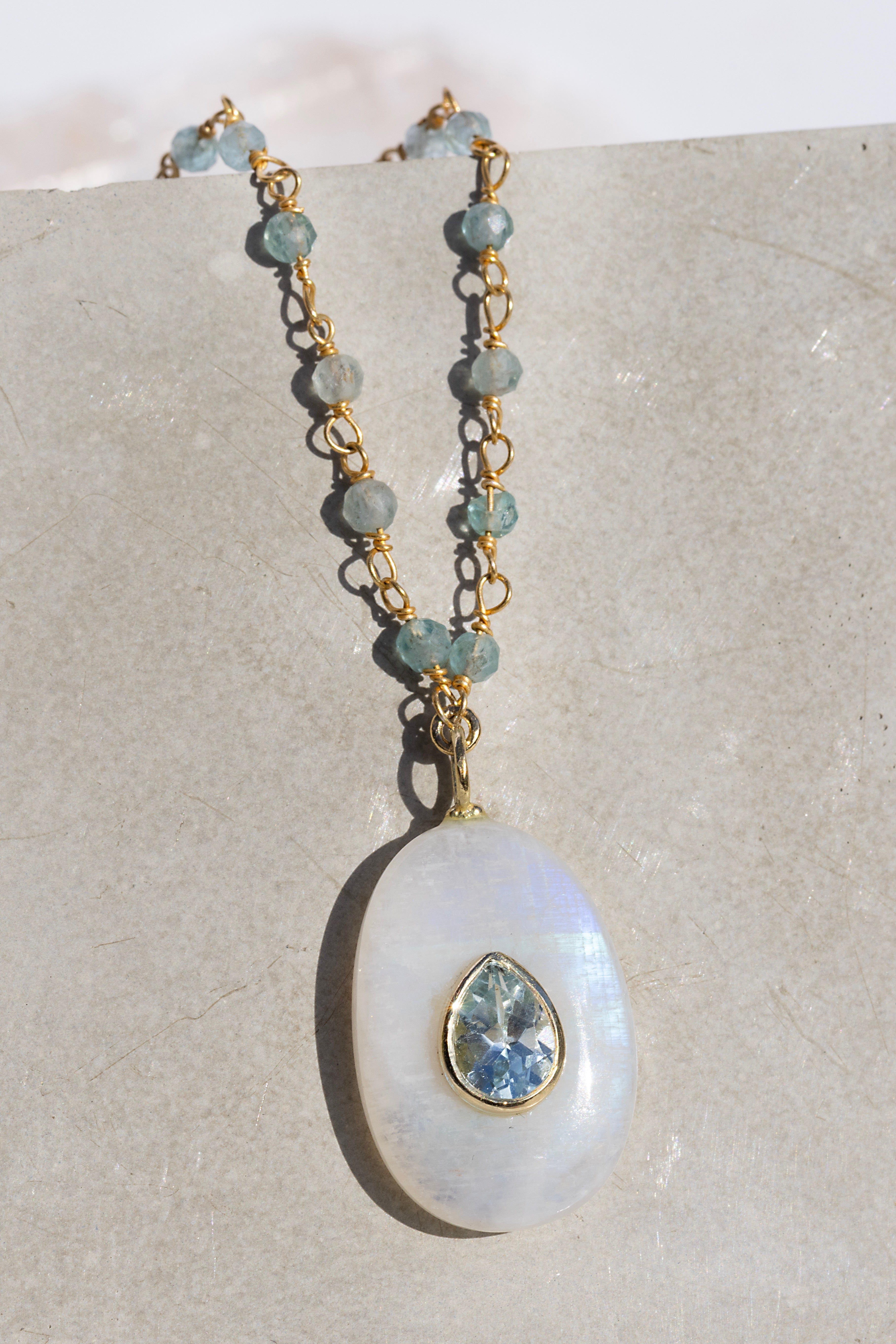 AMULET NECKLACE- RAINBOW MOONSTONE