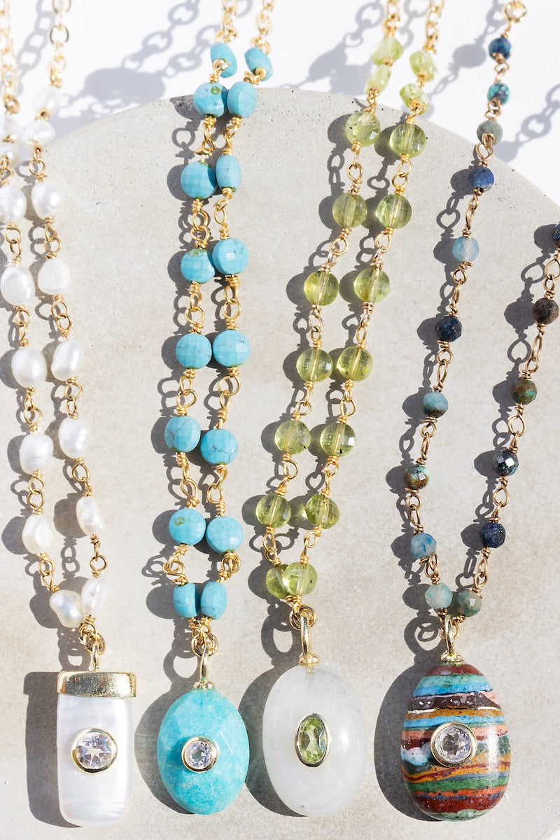 AMULET NECKLACE- RAINBOW MOONSTONE