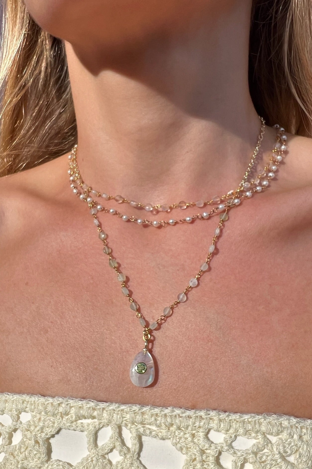 AMULET NECKLACE- RAINBOW MOONSTONE