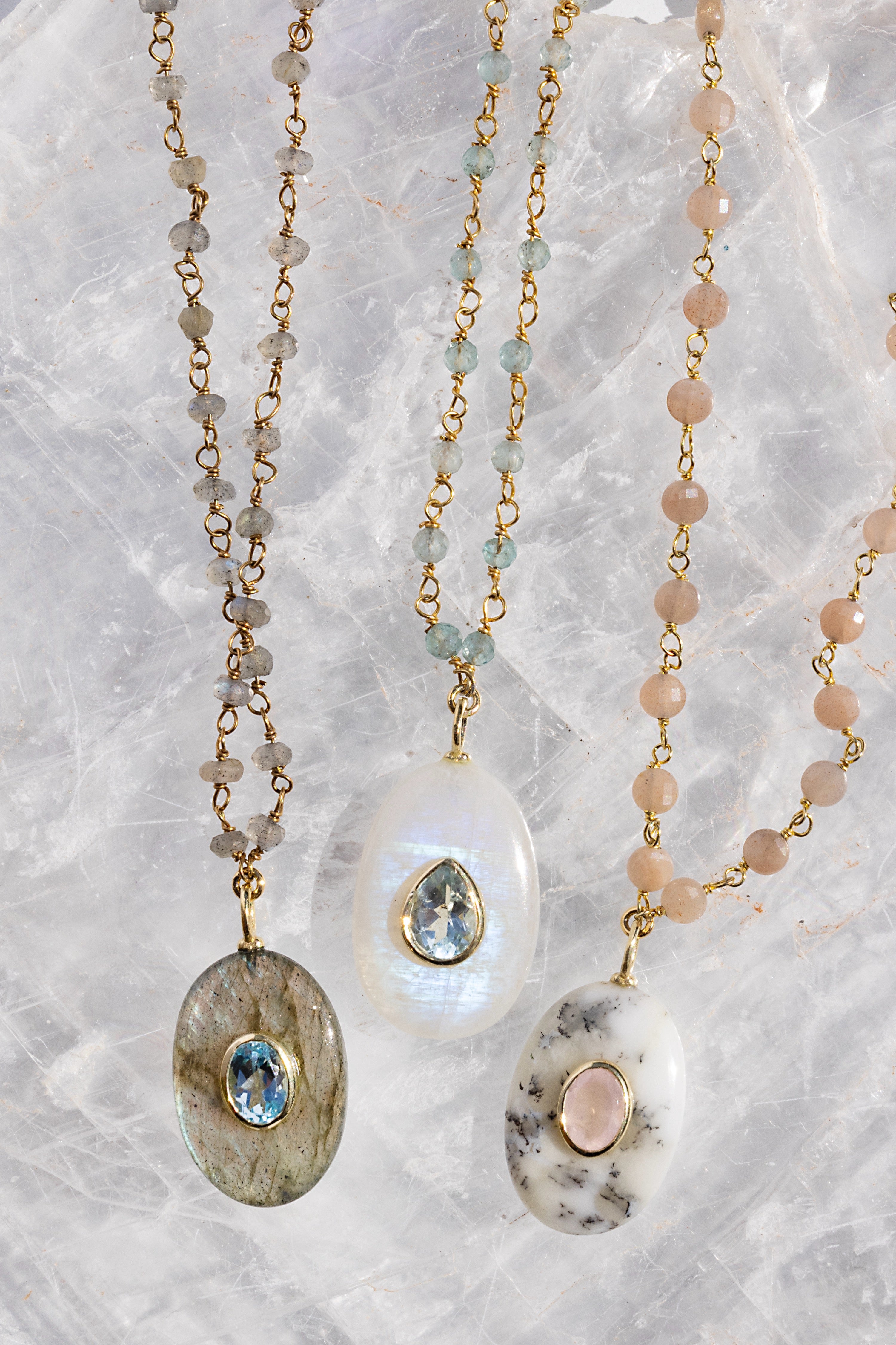 AMULET NECKLACE- RAINBOW MOONSTONE