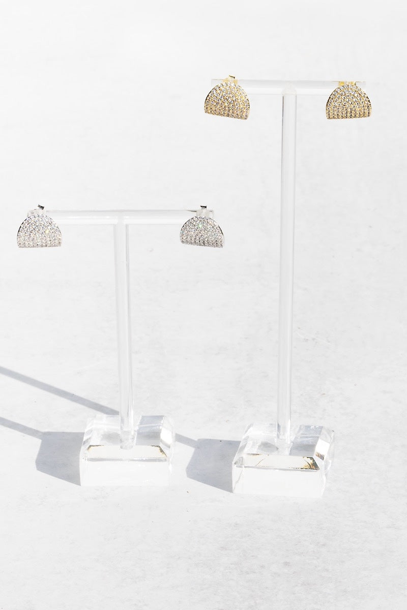 ARC STUDS CZ-  14K GOLD VERMEIL