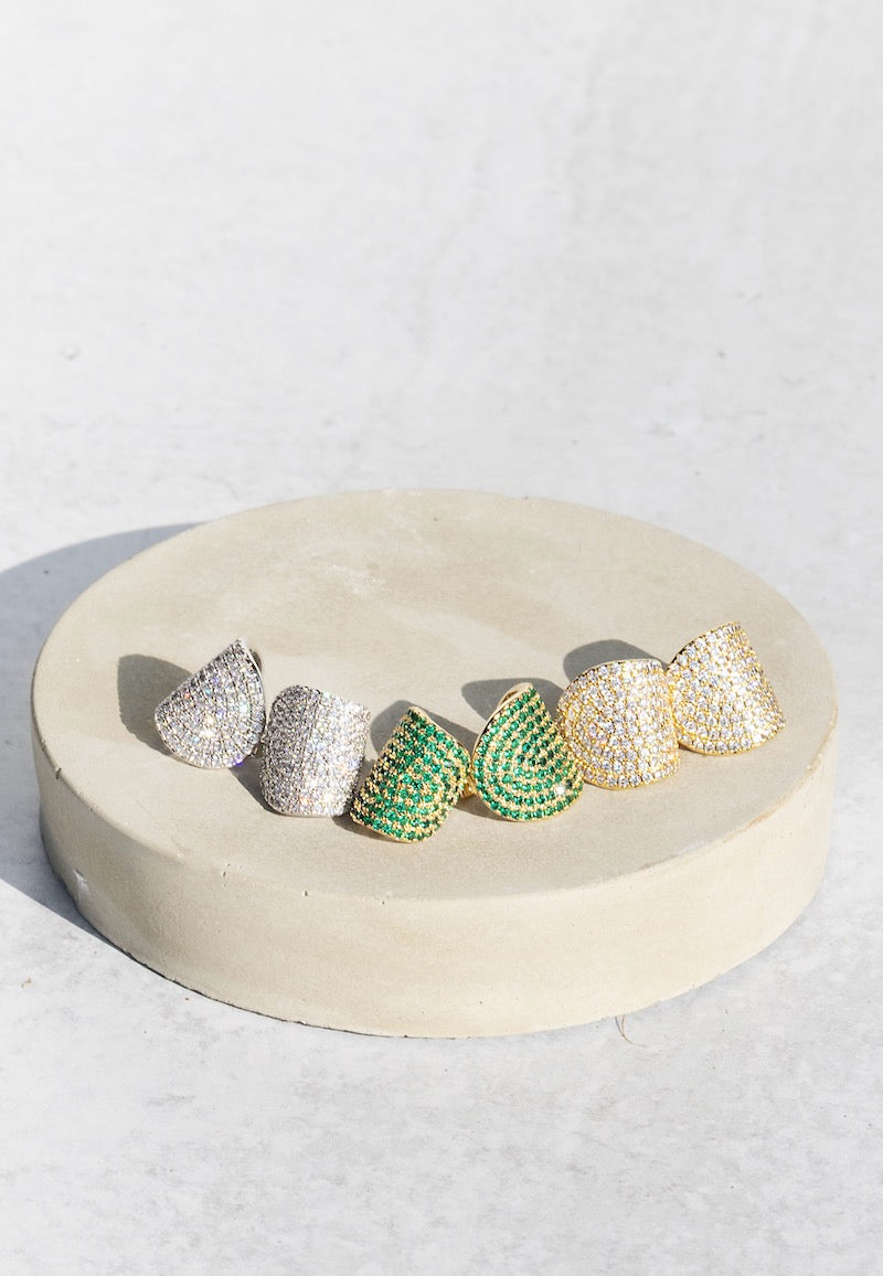 ARC STUDS CZ-  14K GOLD VERMEIL