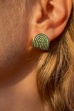 ARC STUDS CZ- EMERALD + 14K GOLD VERMEIL