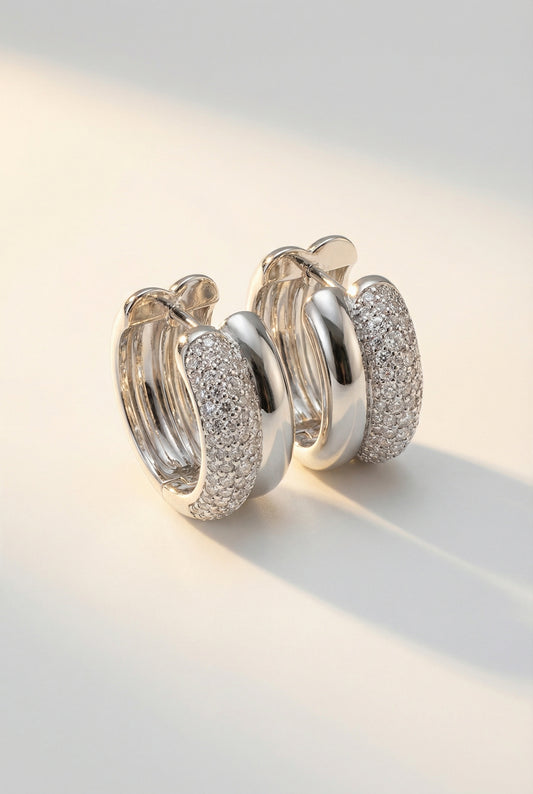 DOUBLE DONUT HUGGIES- STERLING SILVER