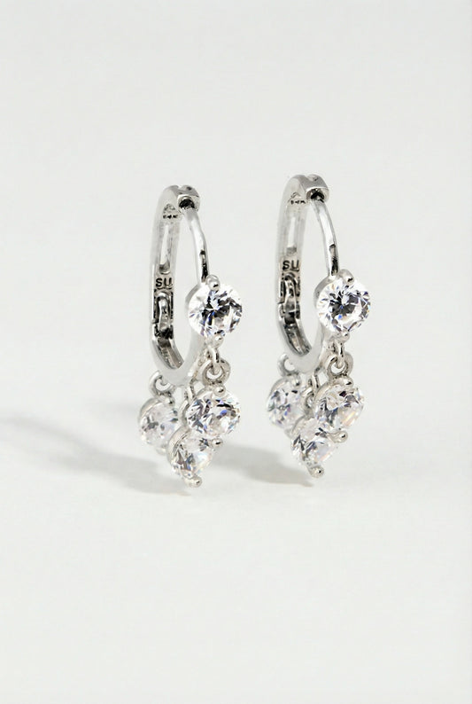 FLOATING DIAMOND HUGGIES- STERLING SILVER