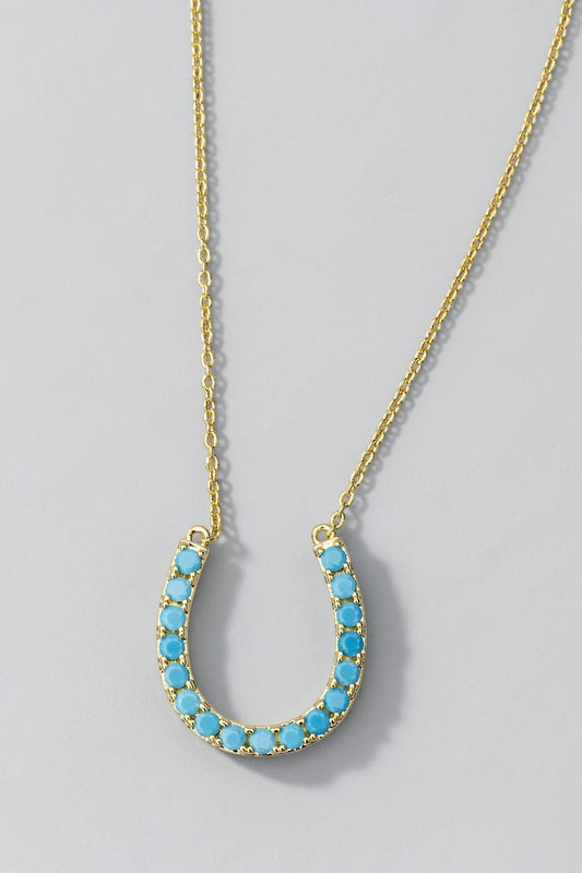 LUCKY HORSESHOE NECKLACE- GOLD + TURQUOISE