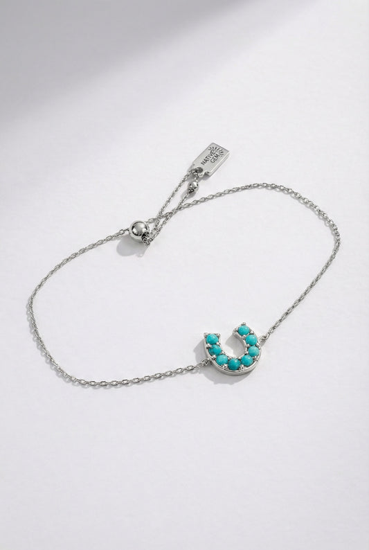 LUCKY HORSESHOE BRACELET- STERLING SILVER + TURQUOISE