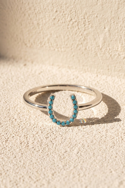 LUCKY HORSESHOE RING- SILVER + TURQUOISE