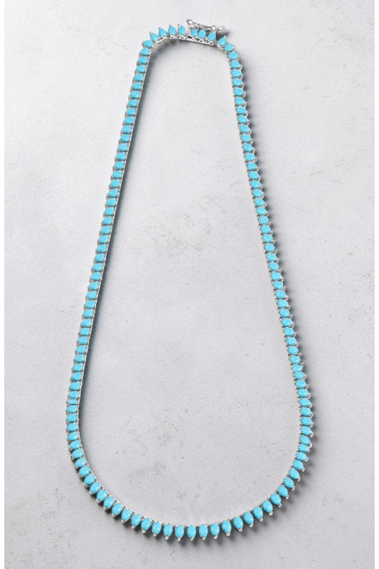 SYMPHONY TENNIS NECKLACE- TURQUOISE + SILVER