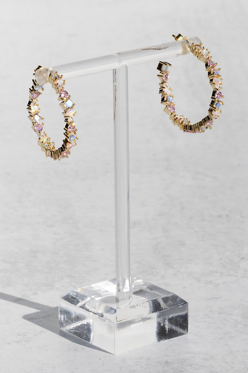 VIENNA MINI HOOPS- PINK OPAL