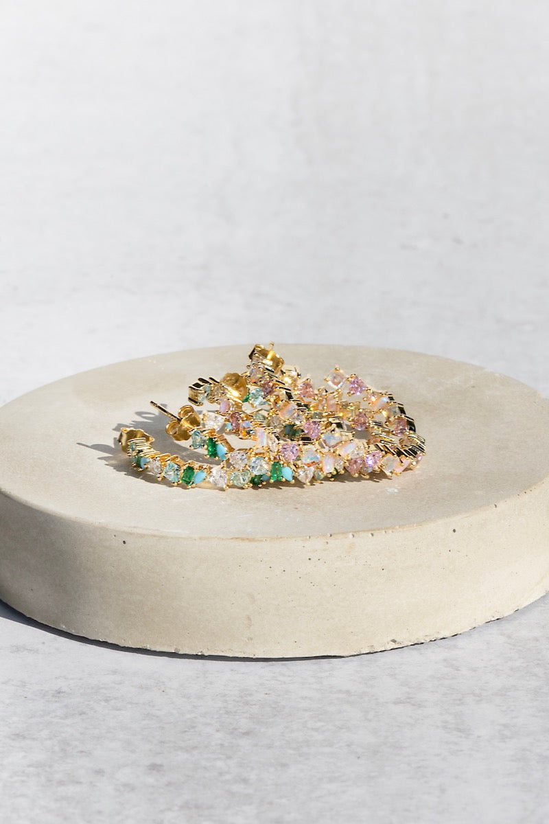 VIENNA MINI HOOPS- PINK OPAL