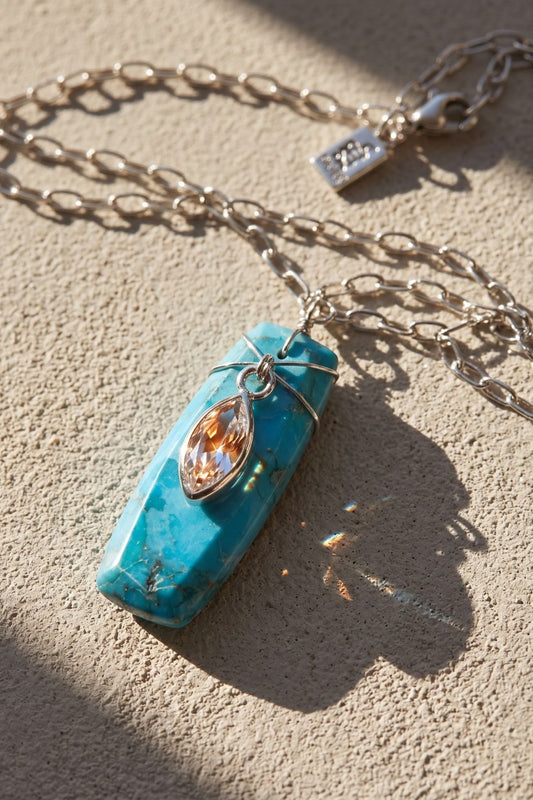 LYRIC NECKLACE- TURQUOISE + SILVER