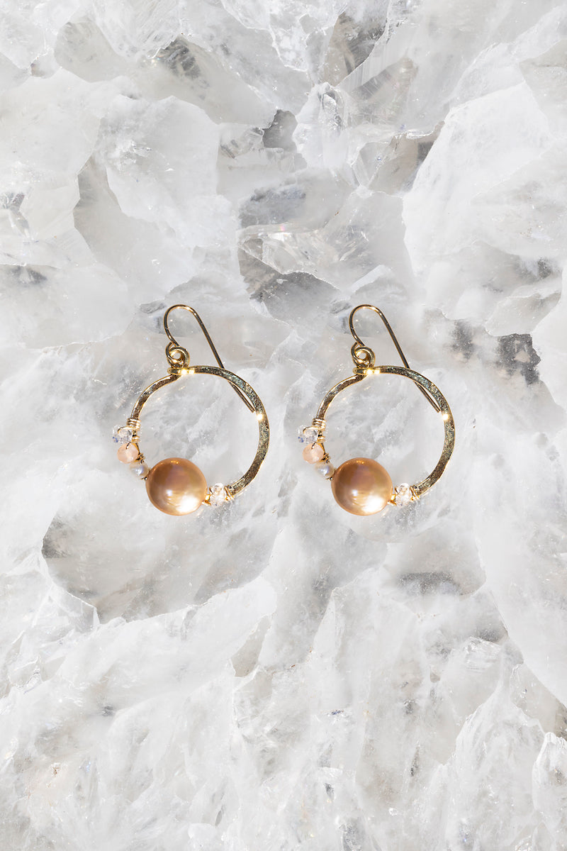BUBBLES EARRINGS- COPPER PEARL