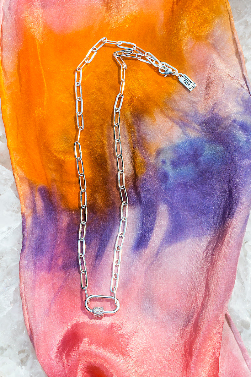 Silver padlock necklace