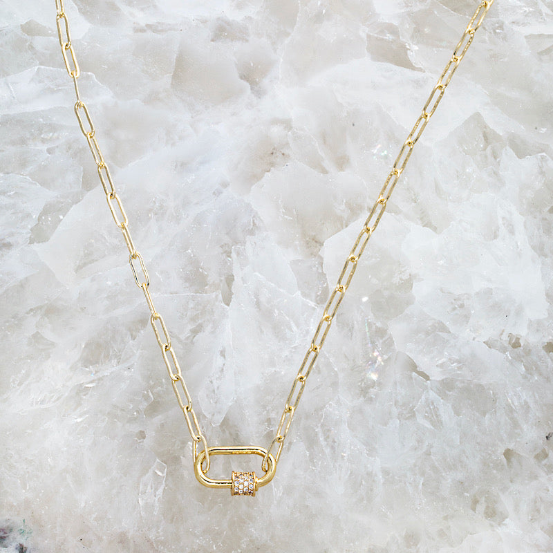 CARABINER NECKLACE- 14K GOLD PLATE