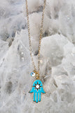 HAPPINESS HAMSA NECKLACE- TURQUOISE