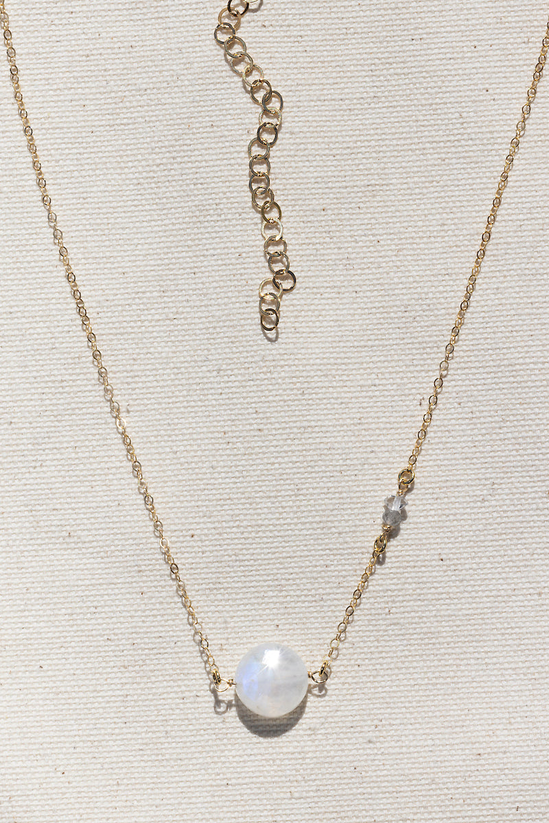 MACARON NECKLACE- RAINBOW MOONSTONE