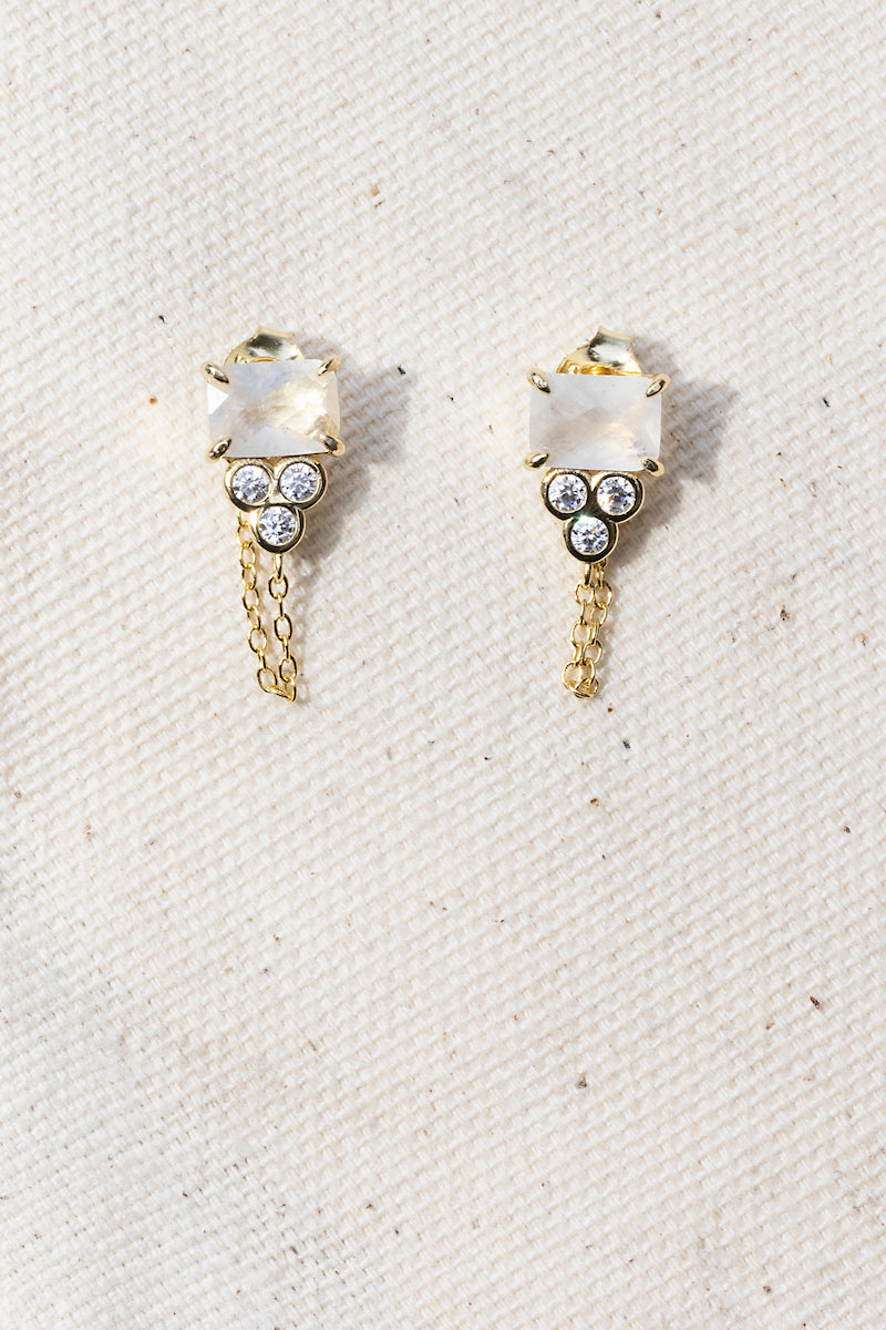 SHIVA EARRINGS- RAINBOW MOONSTONE