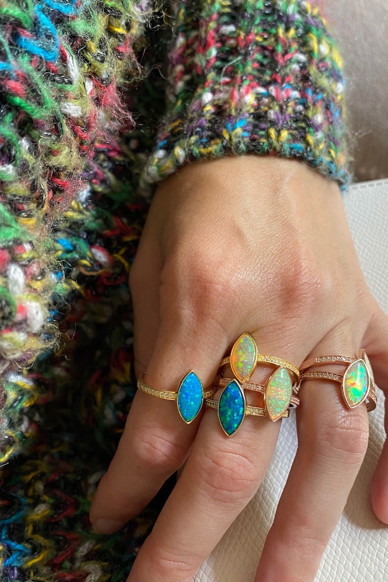 VISIONS RING- WHITE OPAL