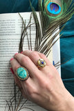 Lapis lazuli and chrysocolla rings