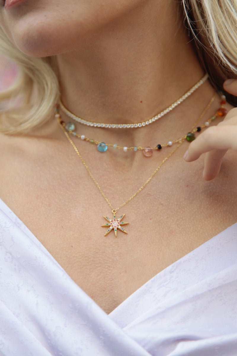 layered gemstone necklaces