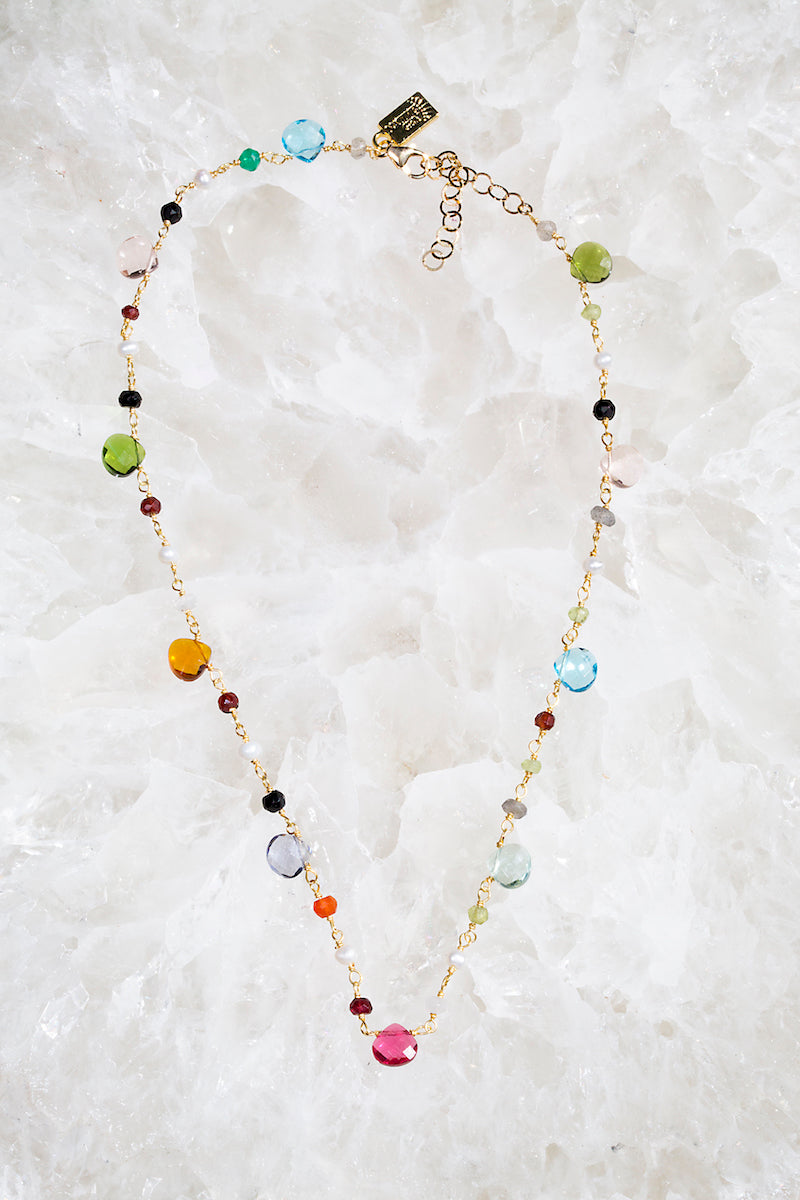 colored semi precious gemstone necklace