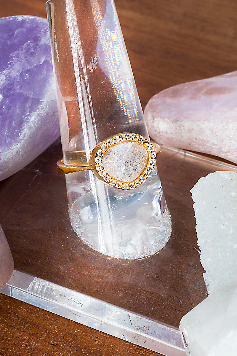 Delicate raw diamond ring