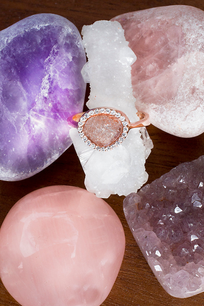Rose gold pink diamond ring