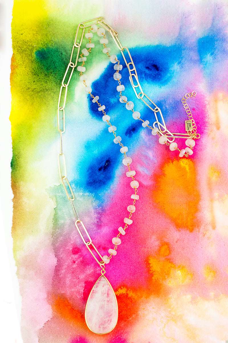MONROE NECKLACE- RAINBOW MOONSTONE