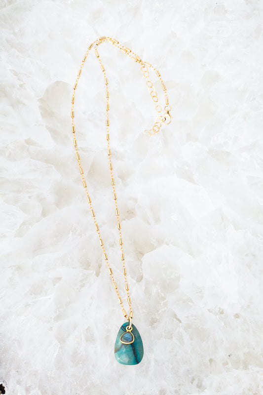 Turquoise labradorite gemstone necklace