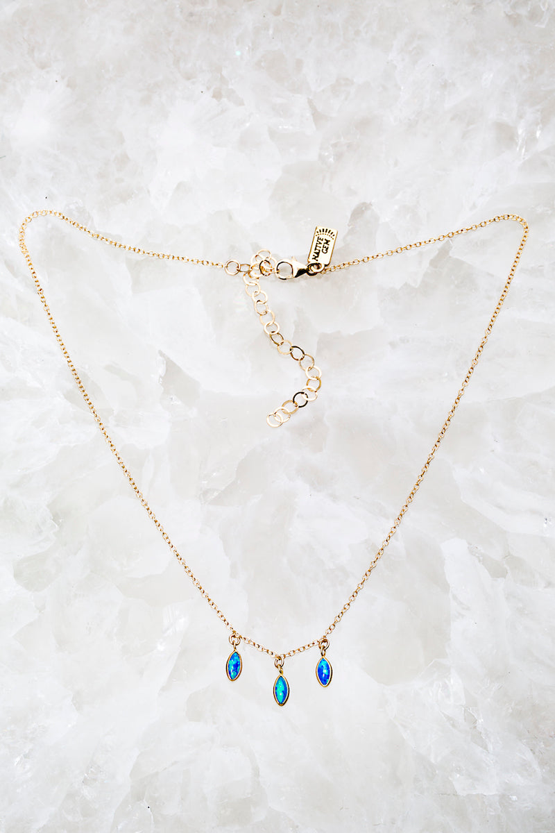 blue opal tiny necklace