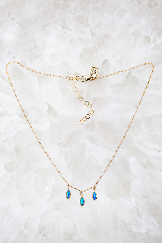 blue opal tiny necklace