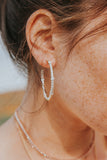 Gold sparkling diamond cz hoops 