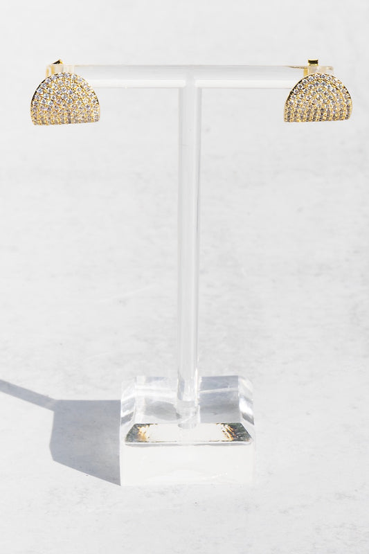 ARC STUDS CZ-  14K GOLD VERMEIL