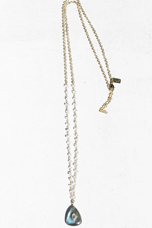 AMULET LABRADORITE TEARDROP  NECKLACE