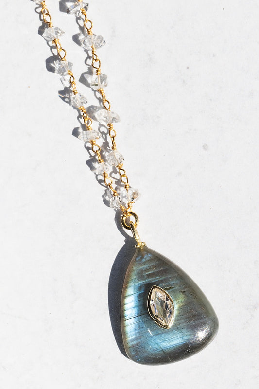 AMULET LABRADORITE TEARDROP  NECKLACE