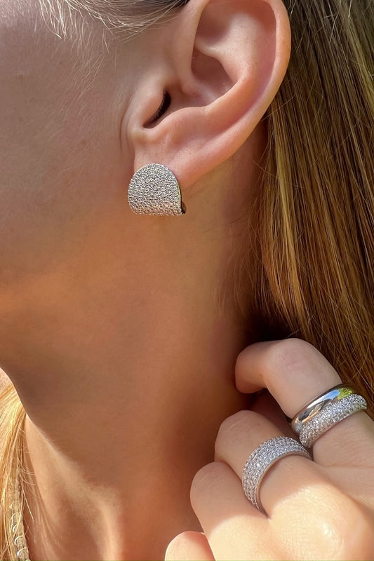 ARC STUDS CZ-  STERLING SILVER