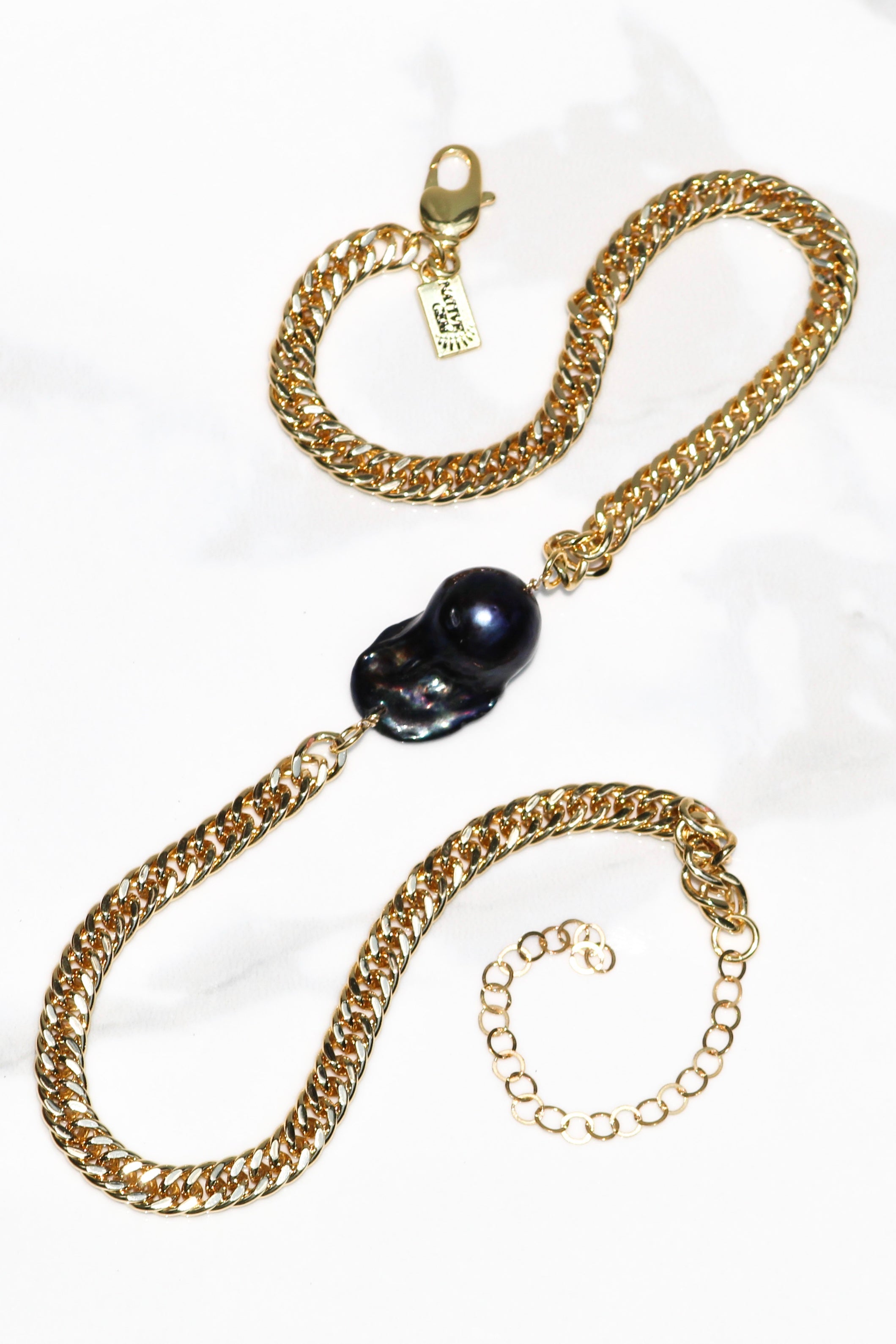 BLING PEARL NECKLACE- BLACK