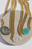 BLING GEMSTONE NECKLACE- RAINBOW MOONSTONE