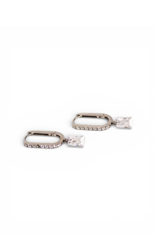 BON BON RECTANGLE HUGGIES- STERLING SILVER