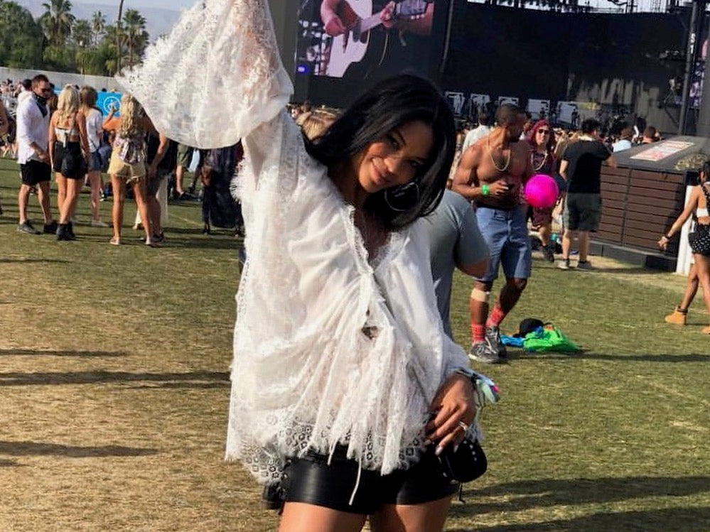 Chanel Iman wearing Native Gem at Coachella 