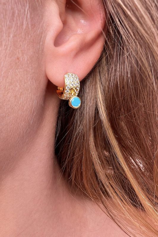 DOOR KNOCKER HUGGIES- GOLD + TURQUOISE