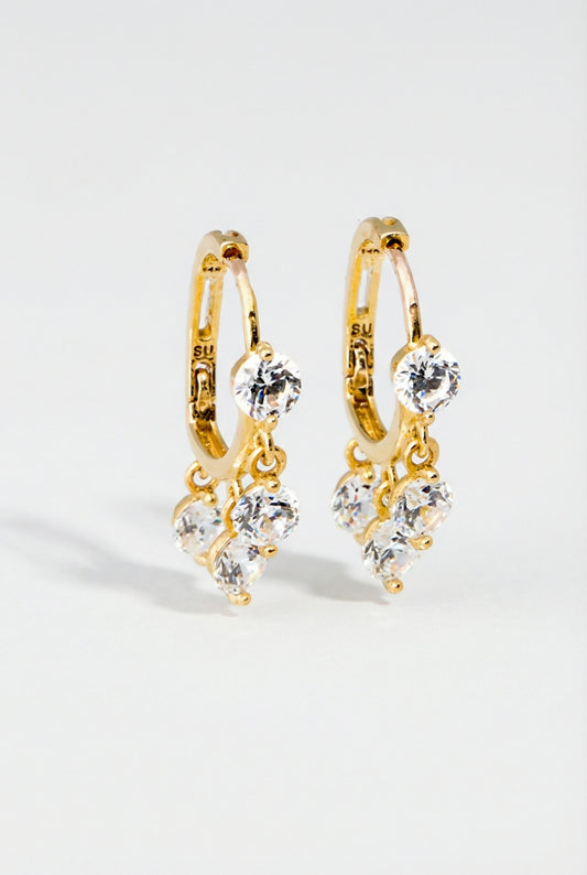 FLOATING DIAMOND HUGGIES- GOLD