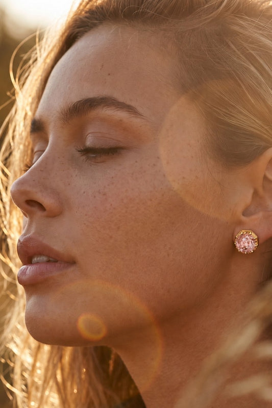 FOUNDRY ROSE QUARTZ STUD EARRINGS