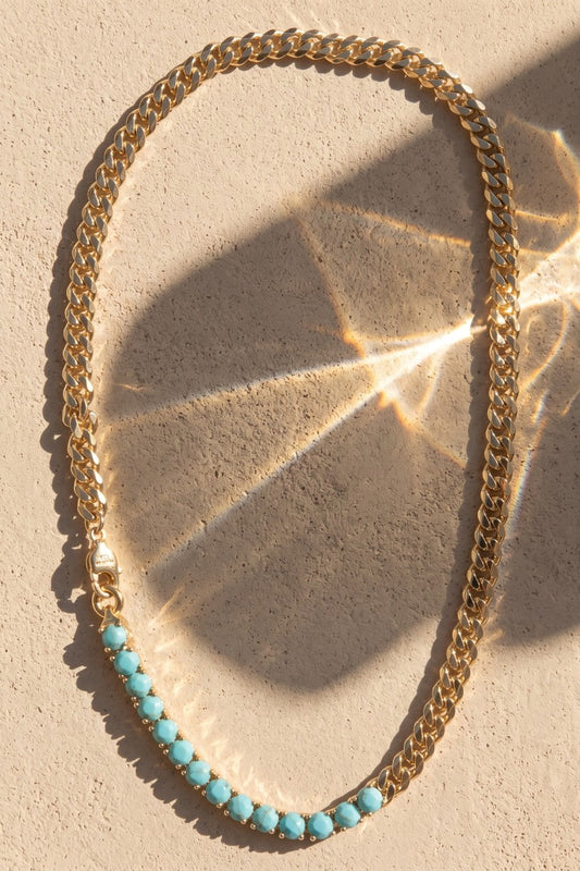 IT GIRL NECKLACE- TURQUOISE + GOLD