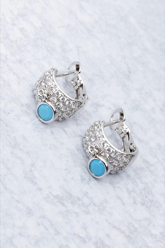 DOOR KNOCKER HUGGIES- STERLING SILVER + TURQUOISE