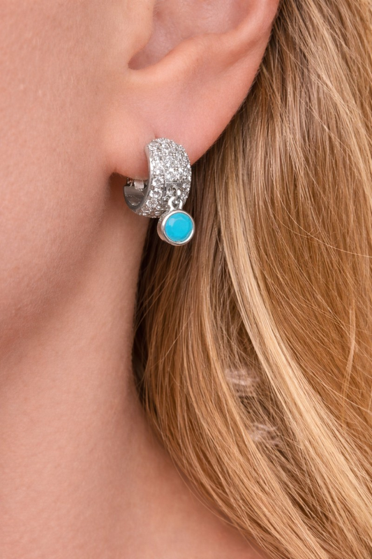 DOOR KNOCKER HUGGIES- STERLING SILVER + TURQUOISE